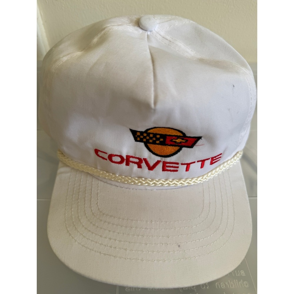 Corvette Embroidered Rope Snapback Hat White Men's One Size Fits All Race Car - Picture 8 of 8